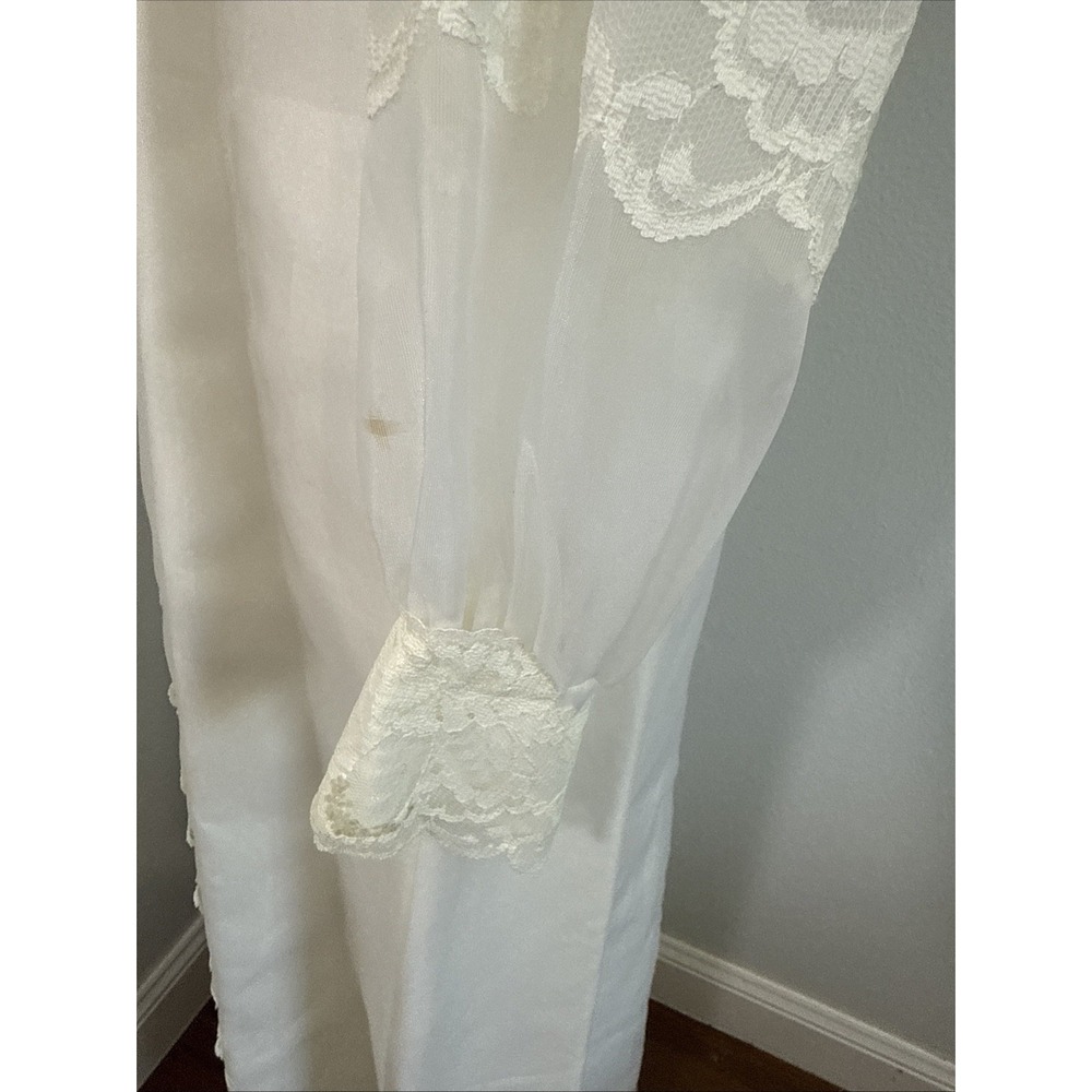 Vtg Bridal Originals Wedding Dress‎ 12 Lace Trim Victorian Edwardian Bow Back - Picture 10 of 16